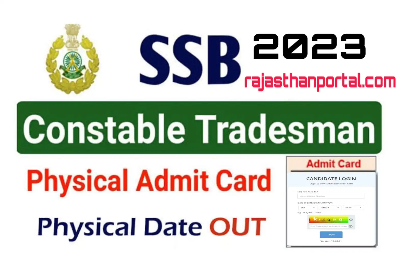 SSB Tradesman Admit Card 2023