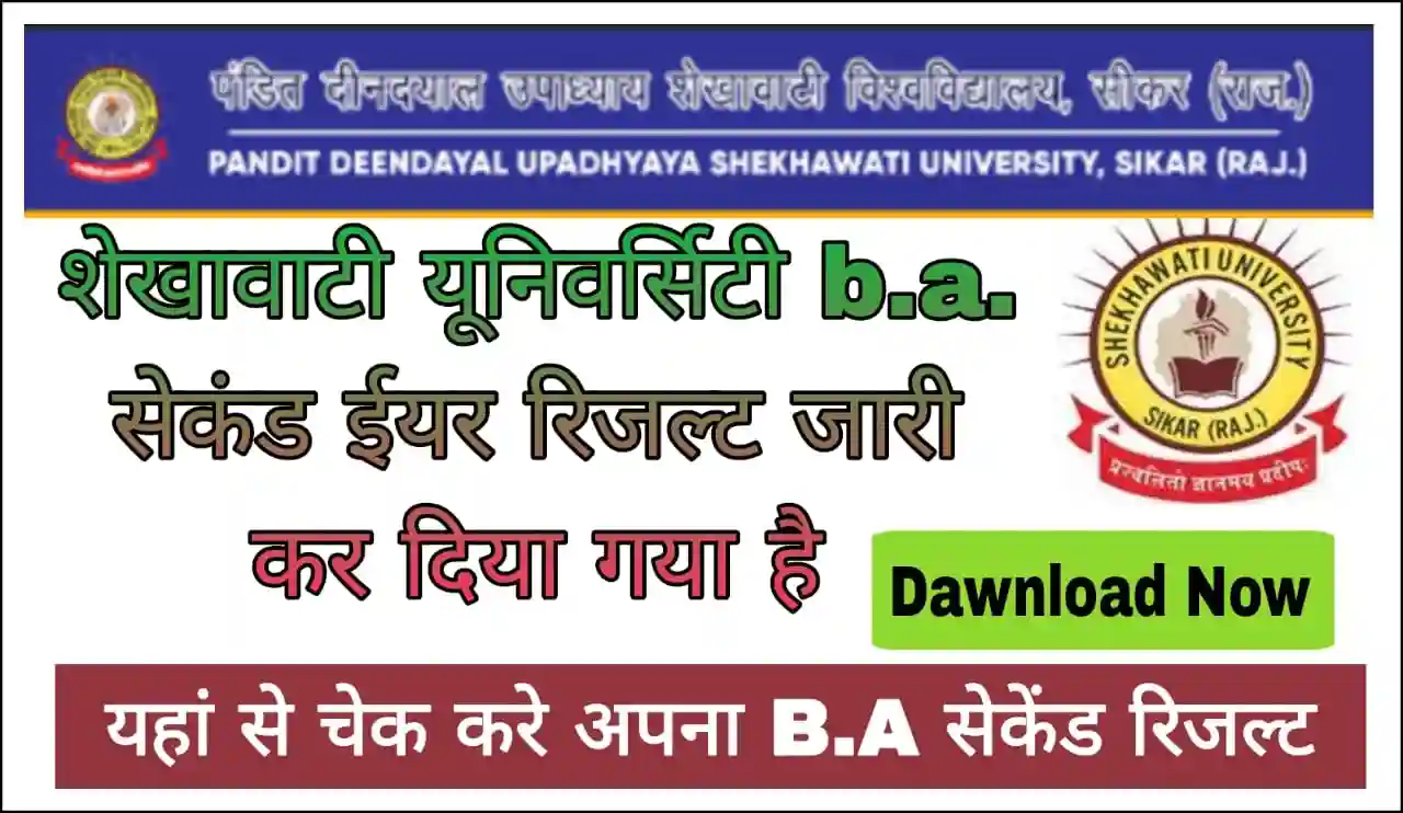 Shekhawati University BA 2nd Year Result 2023 शेखावाटी विश्वविद्यालय बीए द्वितीय वर्ष का 19 जुलाई 2023 को परिणाम जारी,  यहां देखें