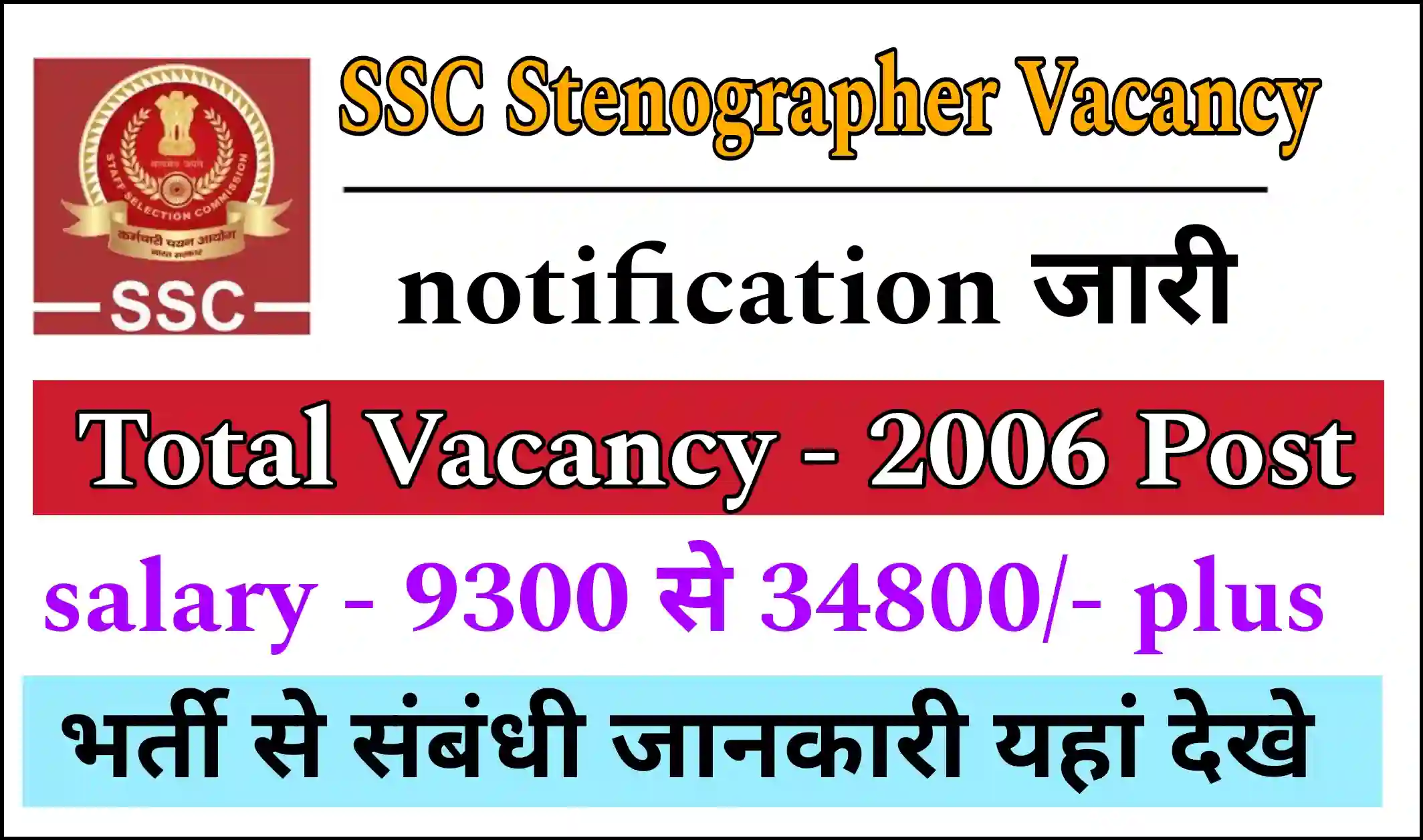 SSC Stenographer Vacancy 2024